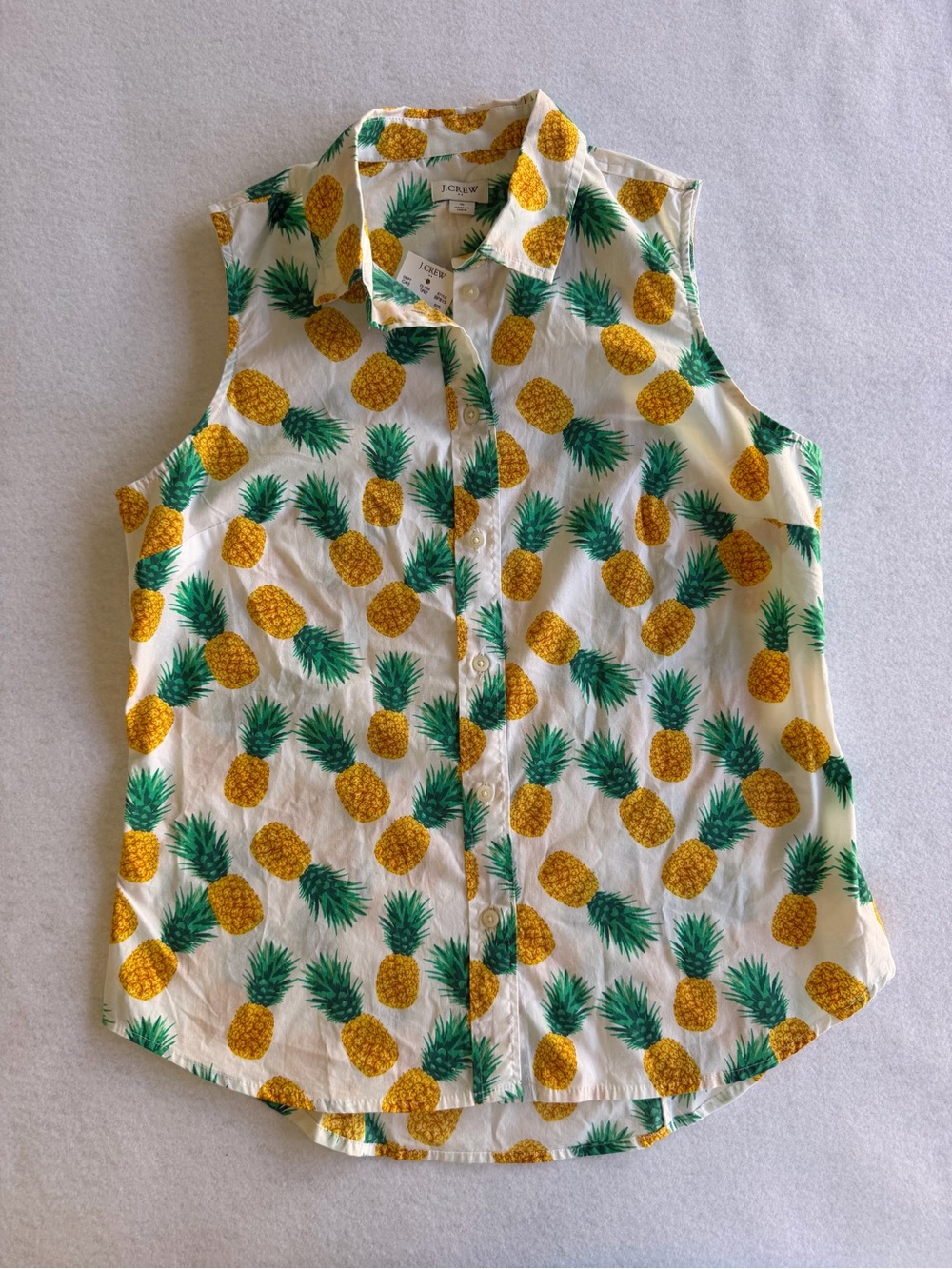 J. Crew Women’s Pineapple Print Sleeveless Button-Front Top - Yellow & Green